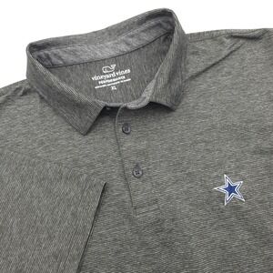 Dallas Cowboys‎ Vineyard Vines Performance Polo Shirt Mens XL Gray Striped